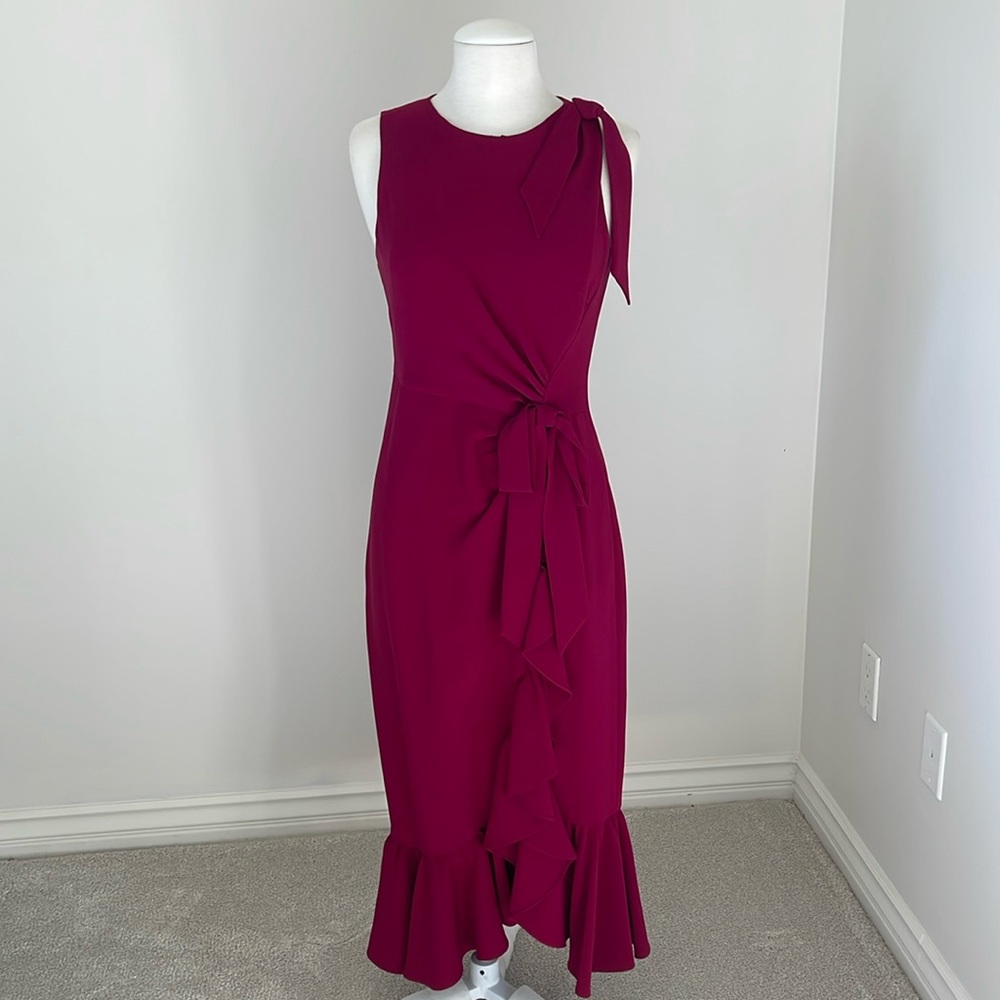 Deep ruffled midi dress